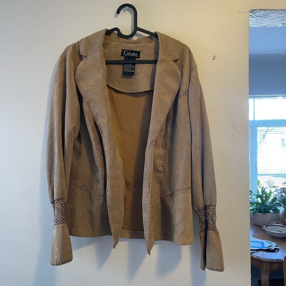 Vintage Faux Suede Fall Brown Light Whimseygoth‎ Jacket
